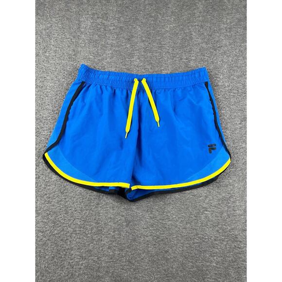 Fila Sport Womens Blue Casual Athletic Shorts with Yellow Drawstring Size Medium - Picture 1 of 7